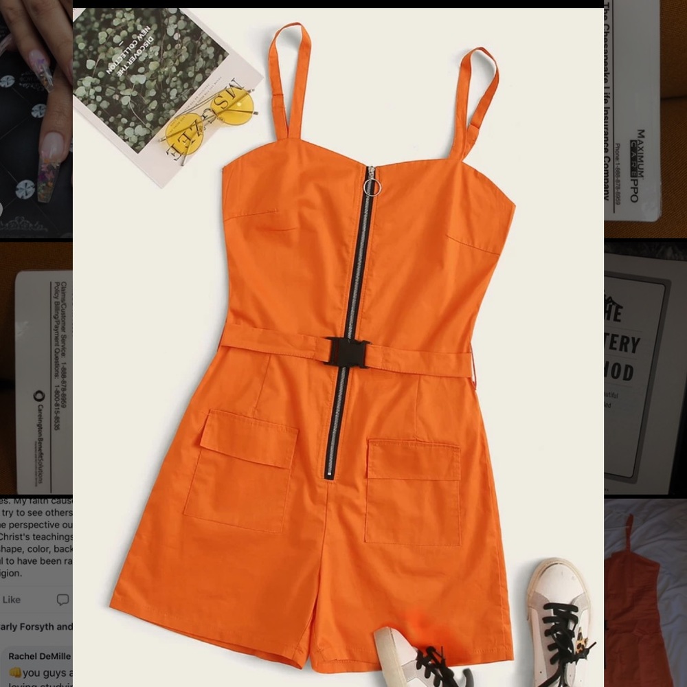 Orange Romper with Belt